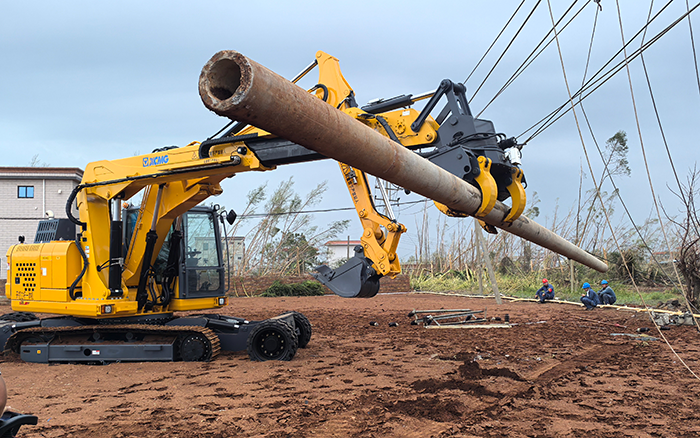 “摩羯”来袭，cq9电子开挖立杆一体机跑赢时间助力抗灾复电抢修