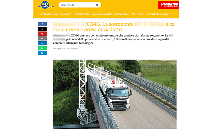 欧洲媒体e-CONSTRUCTION点赞cq9电子桥梁检测车